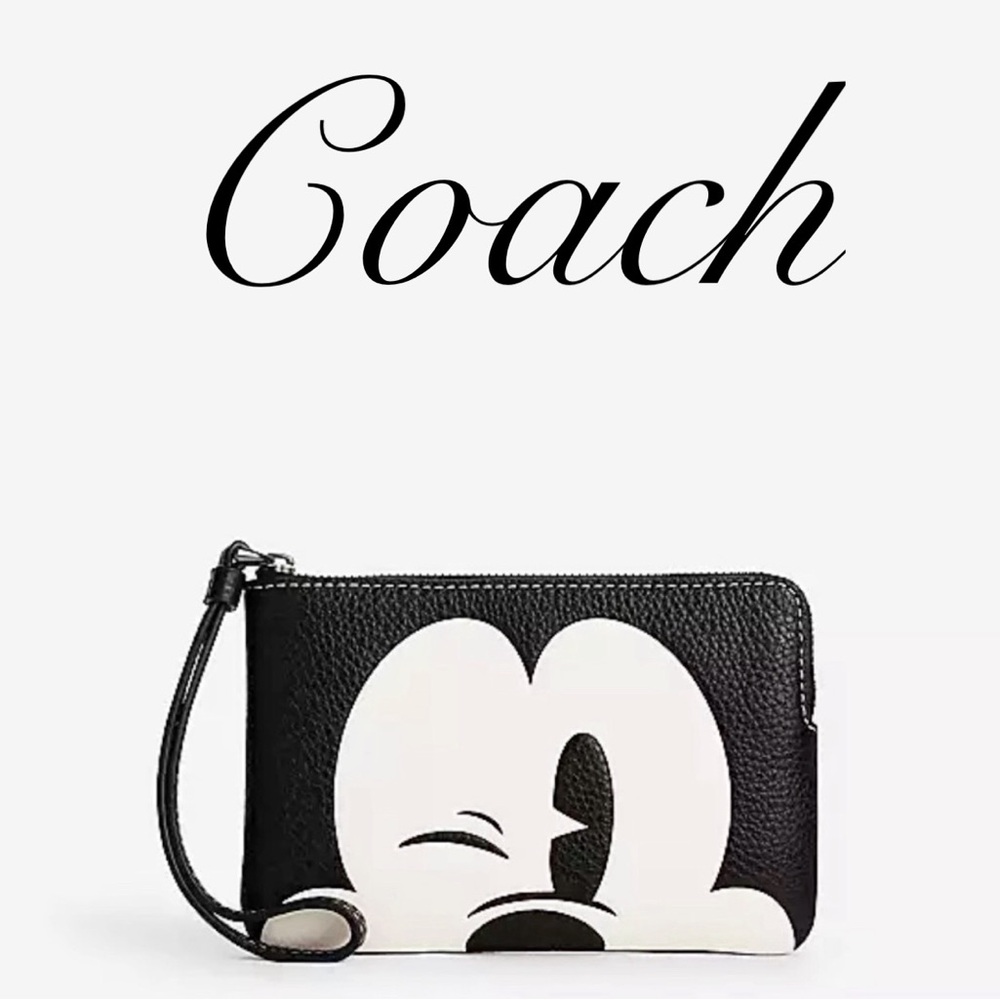 RARE Coach X Disney Corner Zip Wristlet With Wink Mickey Mouse